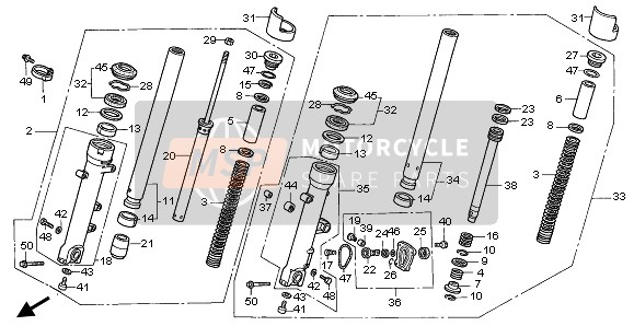 Honda ST1100 1999 Forcella anteriore per un 1999 Honda ST1100