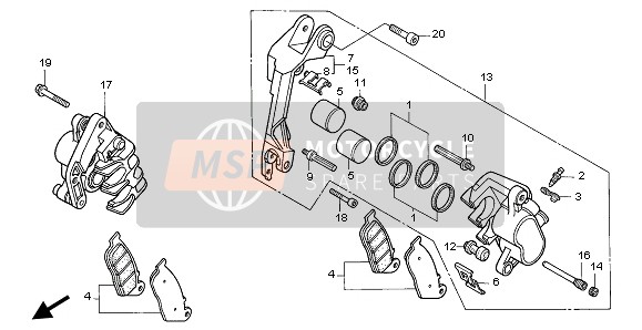 Honda ST1100 1999 FRONT BRAKE CALIPER for a 1999 Honda ST1100