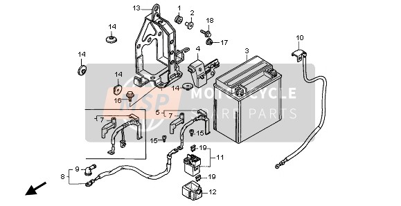 Honda ST1100 1999 Batterie pour un 1999 Honda ST1100