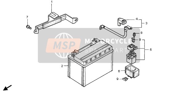 Honda NX650 1995 Accu voor een 1995 Honda NX650