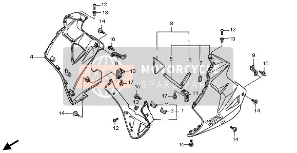 Honda VFR800FI 1999 LOWER COWL for a 1999 Honda VFR800FI