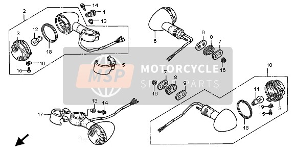 Honda VT600C 1999 Indicator voor een 1999 Honda VT600C