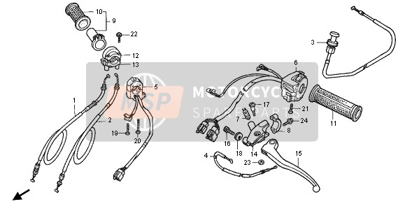 Honda RVF400R 1995 SWITCH & CABLE for a 1995 Honda RVF400R