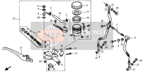 Honda RVF400R 1995 FR.BRAKE MASTER CYLINDER for a 1995 Honda RVF400R