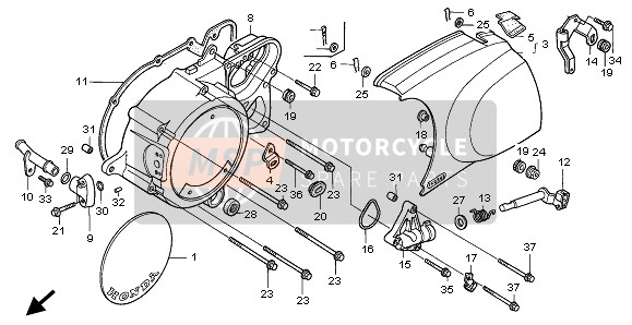 Honda VT1100C2 1999 LEFT CRANKCASE COVER for a 1999 Honda VT1100C2