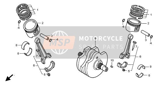 Honda VT1100C2 1999 Albero motore & Pistone per un 1999 Honda VT1100C2