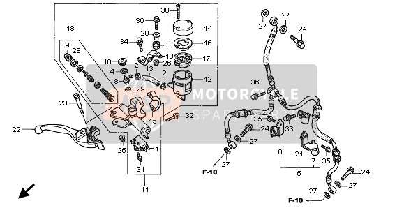 Honda VTR1000F 1999 FR.Maître-cylindre de frein pour un 1999 Honda VTR1000F