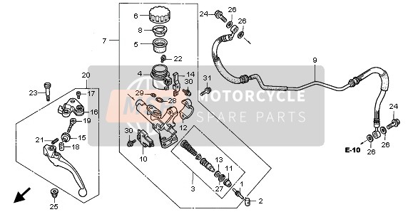 Honda VTR1000F 1999 CLUTCH MASTER CYLINDER for a 1999 Honda VTR1000F