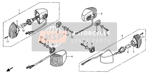 Honda RVF400R 1995 BLINKER für ein 1995 Honda RVF400R