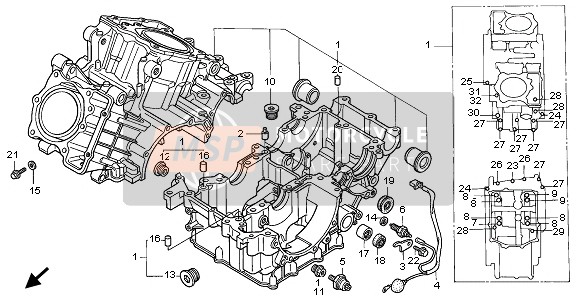 Honda XL1000V 1999 CRANKCASE for a 1999 Honda XL1000V