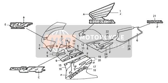 17531MR8900ZA, Mark, R. Wing * TYPE1 * (TYPE1), Honda, 1