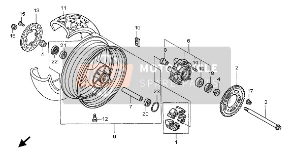 Honda XL1000V 1999 REAR WHEEL for a 1999 Honda XL1000V