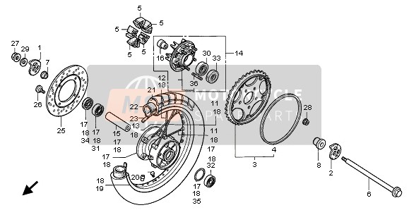 Honda XRV750 1999 REAR WHEEL for a 1999 Honda XRV750