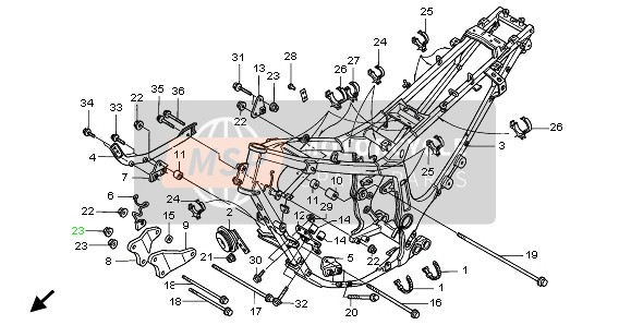 Honda XRV750 1999 RAHMENKÖRPER für ein 1999 Honda XRV750