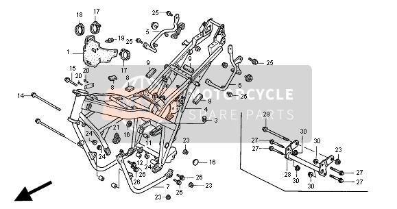 Honda CB500S 2000 Corpo del telaio per un 2000 Honda CB500S