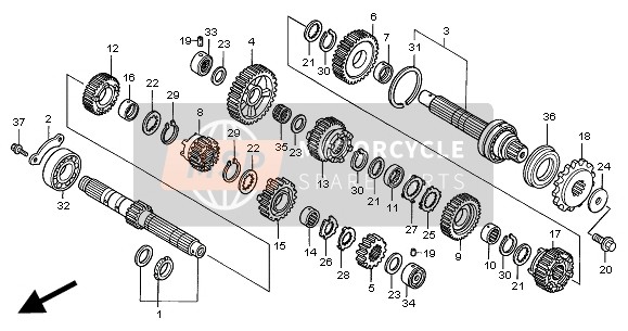 23451MCC600, Gear, Mainshaft Third (18T), Honda, 0