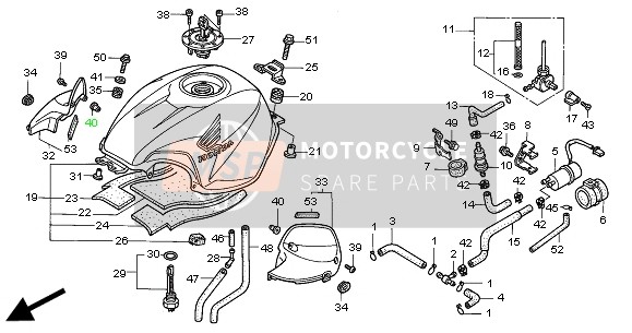 Honda CBR600F 2000 Benzinetank voor een 2000 Honda CBR600F