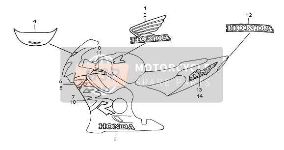 83616MBWD00ZA, Mark, Rr. Cowl *TYPE4 * (TYPE4 ), Honda, 0