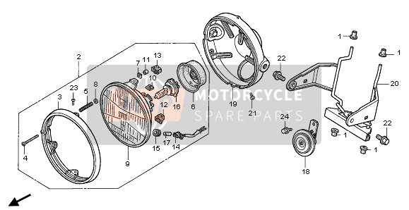 Honda CB500 1995 Faro (EU) per un 1995 Honda CB500