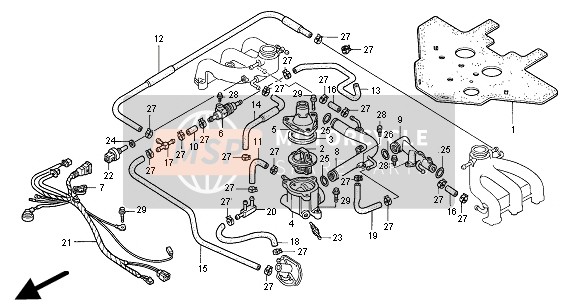 Honda GL1500SE 2000 Tubería de agua & Termostato para un 2000 Honda GL1500SE