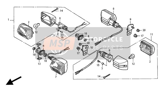 Honda NSR125R 2000 Indicator voor een 2000 Honda NSR125R