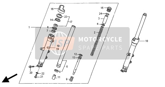 Honda NT650V 2000 Tenedor frontal para un 2000 Honda NT650V