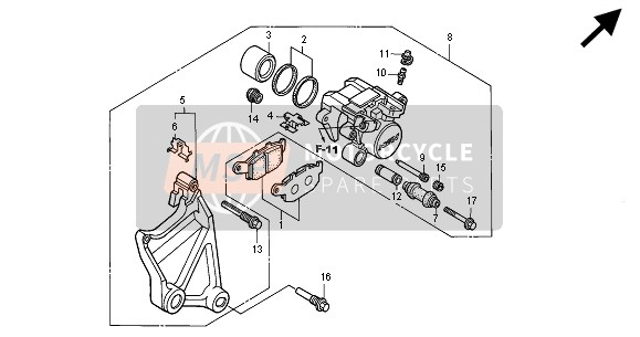 Honda NT650V 2000 Remklauw achter voor een 2000 Honda NT650V