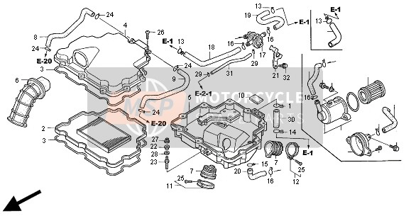 Honda NT650V 2000 Luchtfilter voor een 2000 Honda NT650V