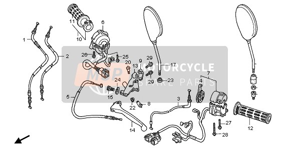 Honda CB500 1995 Schakelaar & Kabel voor een 1995 Honda CB500