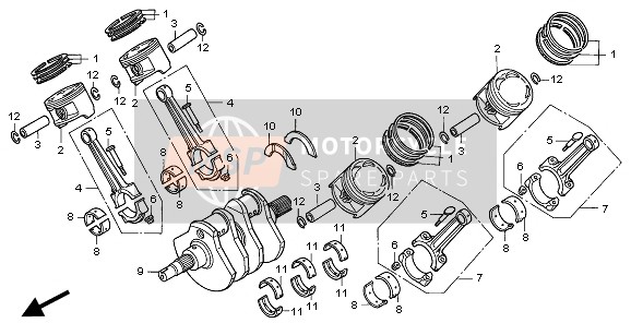 Honda ST1100A 2000 Albero motore & Pistone per un 2000 Honda ST1100A