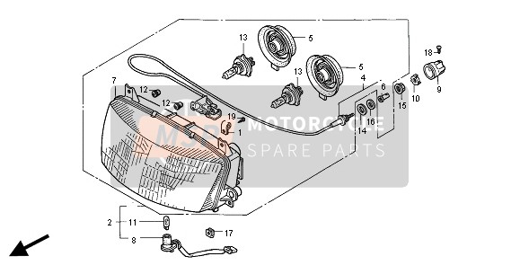 Honda ST1100A 2000 HEADLIGHT (EU) for a 2000 Honda ST1100A