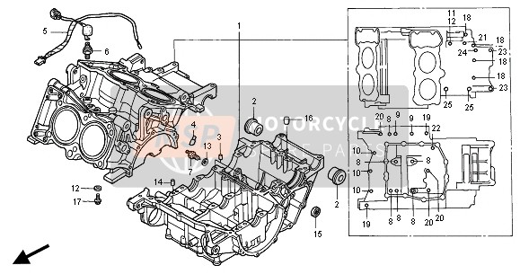 Honda VFR800FI 2000 KURBELGEHÄUSE für ein 2000 Honda VFR800FI