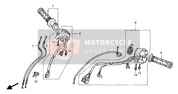 Honda VFR800FI 2000 Interruttore & Cavo per un 2000 Honda VFR800FI