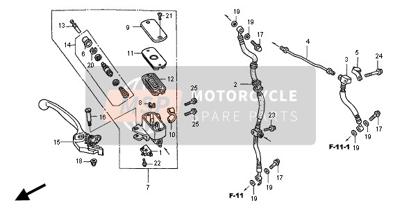 Honda VFR800FI 2000 FR. BRAKE MASTER CYLINDER  for a 2000 Honda VFR800FI