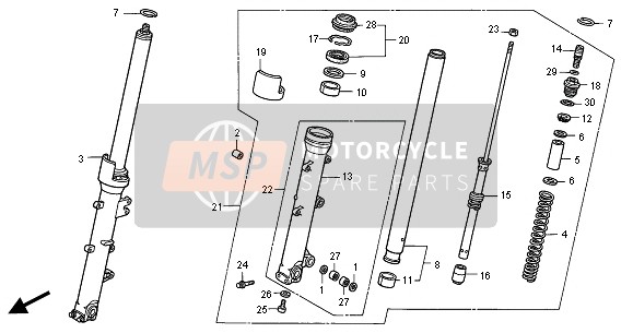 Honda VFR800FI 2000 Forcella anteriore per un 2000 Honda VFR800FI