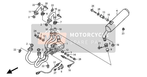 Honda VFR800FI 2000 Silenciador de escape para un 2000 Honda VFR800FI