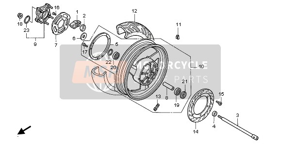 Honda ST1100A 1995 REAR WHEEL for a 1995 Honda ST1100A