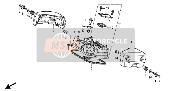 Honda VT125C2 2000 Cubierta de tapa de cilindro (Posterior) para un 2000 Honda VT125C2