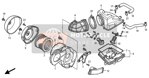 Honda VT125C2 2000 Purificateur d'air pour un 2000 Honda VT125C2