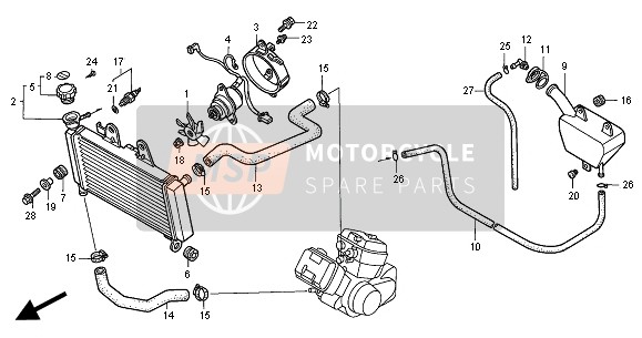 Honda VT125C2 2000 RADIATOR  for a 2000 Honda VT125C2