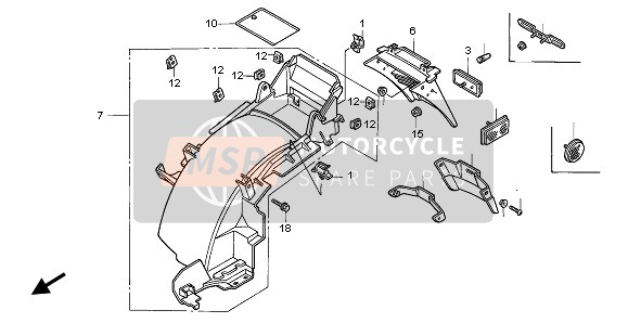 Honda ST1100A 1995 Garde-boue arrière pour un 1995 Honda ST1100A