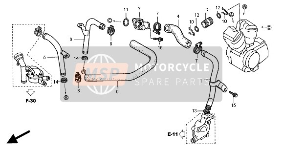 19510MCKA00, Pipe Comp., Fr. Water Outlet, Honda, 0