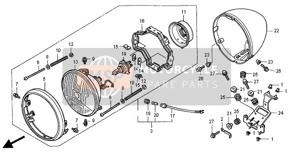 Honda VT1100C2 2000 HEADLIGHT (EU) for a 2000 Honda VT1100C2