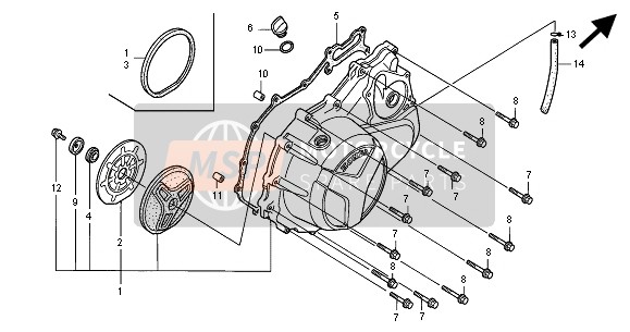 Honda VTR1000F 2000 RECHTE KURBELGEHÄUSEABDECKUNG für ein 2000 Honda VTR1000F