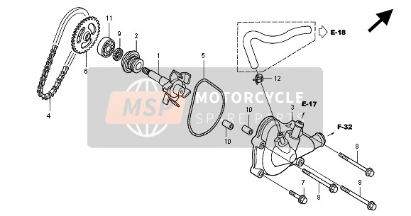 Honda VTR1000F 2000 Bomba de agua para un 2000 Honda VTR1000F