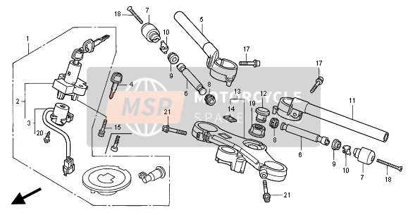 Honda VTR1000F 2000 HANDLE PIPE & TOP BRIDGE for a 2000 Honda VTR1000F