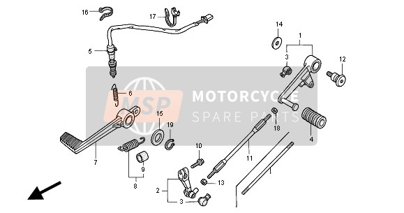 Honda VTR1000F 2000 Pedaal voor een 2000 Honda VTR1000F