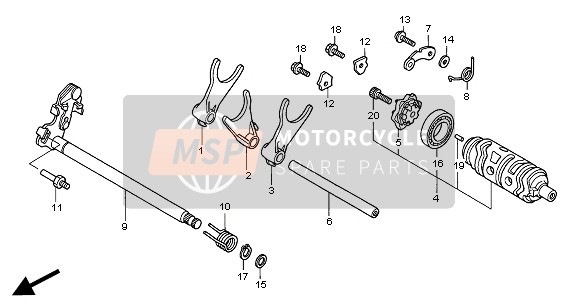 Honda XL1000V 2000 ÉquipementShift Drum pour un 2000 Honda XL1000V