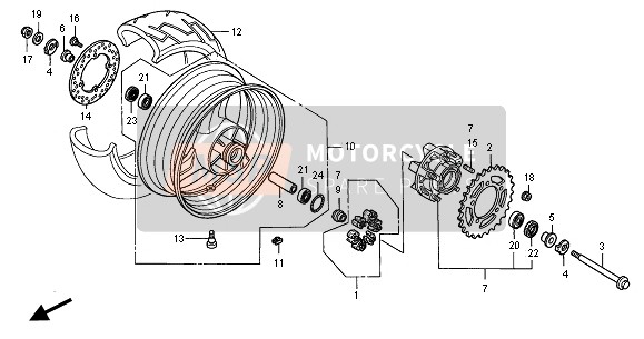 Honda CB600F 2001 REAR WHEEL for a 2001 Honda CB600F