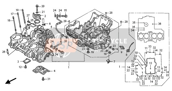 Honda CB750F2 2001 KURBELGEHÄUSE für ein 2001 Honda CB750F2